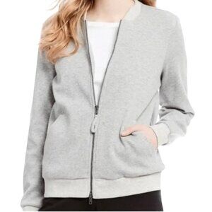 Eileen Fisher Gray Organic Cotton Knit 2 Way Zip Bomber Jacket Size XL